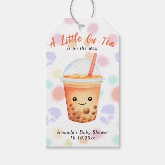 A Little Cu-Tea Bubble Tea Baby Shower ギフトタグ (正面)