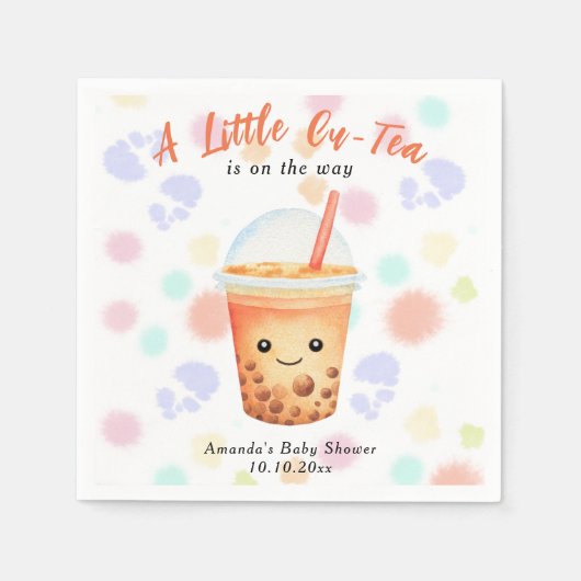 A Little Cu-Tea Bubble Tea Baby Shower スタンダードカクテルナプキン (正面)