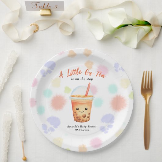 A Little Cu-Tea Bubble Tea Baby Shower ペーパープレート (ウェディング)