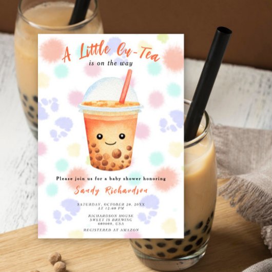 A Little Cu-Tea Bubble Tea Baby Shower 招待状