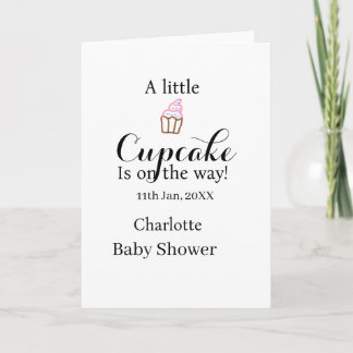 A little cupcake is on its way baby shower name da カード