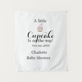 A little cupcake is on its way baby shower name da タペストリー