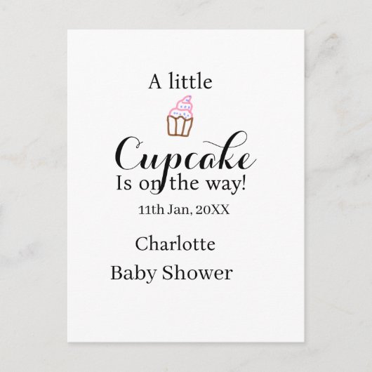 A little cupcake is on its way baby shower name da ポストカード (正面)