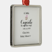 A little cupcake is on its way baby shower name da メタルオーナメント (右)