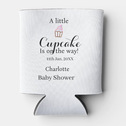 A little cupcake is on its way baby shower name da 缶クーラー (正面)
