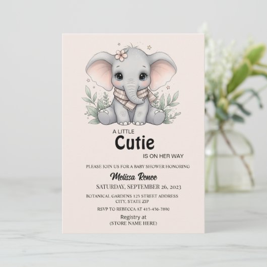 A Little Cutie Baby Shower Invitation 招待状 (スタンド正面)