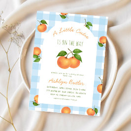 A Little Cutie Citrus Blue Baby Shower Invitation 招待状
