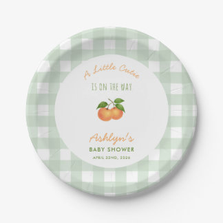 A Little Cutie Green Baby Shower Paper Plates ペーパープレート