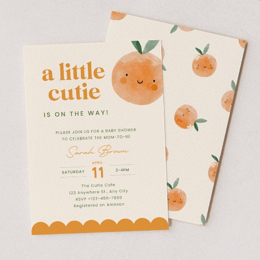 A Little Cutie Is On The Way Baby Shower Invite 招待状