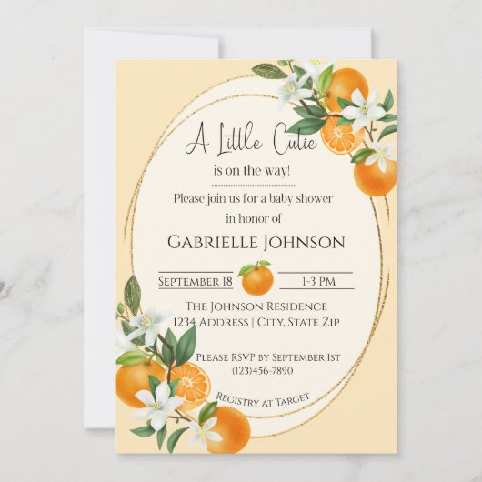 A Little Cutie is on the way gender neutral 招待状 (正面)