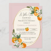 A Little Cutie is on the way girl baby shower 招待状 (正面/裏面)