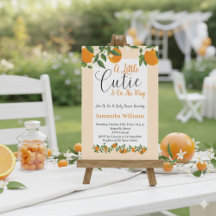 A Little Cutie Is On The Way Orange Baby Shower
