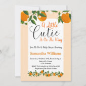 A Little Cutie Is On The Way Orange Baby Shower 招待状 (正面)