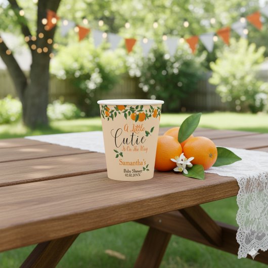 A Little Cutie On The Way Orange Baby Shower 紙コップ