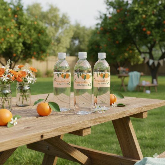 A Little Cutie Orange Baby Shower ペットボトルラベル