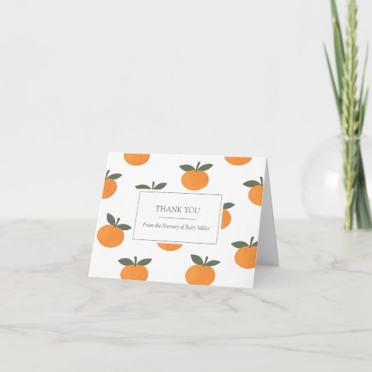 A Little Cutie Orange Gender Neutral Baby Shower サンキューカード (正面)
