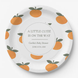A Little Cutie Orange Gender Neutral Baby Shower ペーパープレート