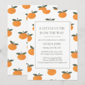 A Little Cutie Orange Gender Neutral Baby Shower 招待状 (正面/裏面)