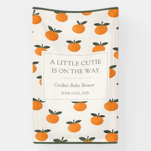 A Little Cutie Orange Gender Neutral Baby Shower 横断幕 (縦)