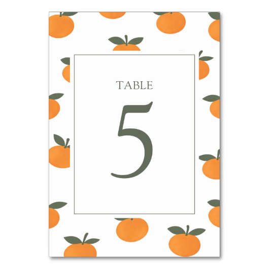A Little Cutie Orange Gender Neutral Citrus Modern テーブルナンバー (正面)