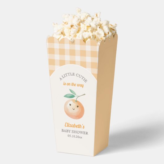 A Little Cutie Orange Gingham Citrus Baby Shower フェイバーボックス (はじけた状態)