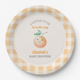 A Little Cutie Orange Gingham Citrus Baby Shower ペーパープレート