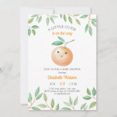 A Little Cutie Orange Gingham Citrus Baby Shower 招待状 (正面)