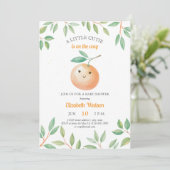 A Little Cutie Orange Gingham Citrus Baby Shower 招待状 (スタンド正面)