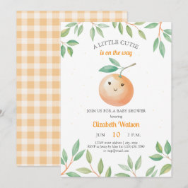 A Little Cutie Orange Gingham Citrus Baby Shower 招待状