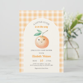 A Little Cutie Orange Gingham Citrus Baby Shower 招待状