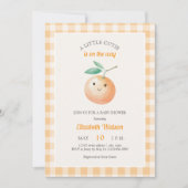 A Little Cutie Orange Gingham Citrus Baby Shower 招待状 (正面)