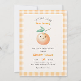 A Little Cutie Orange Gingham Citrus Baby Shower 招待状