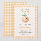 A Little Cutie Orange Gingham Citrus Baby Shower 招待状 (正面/裏面)