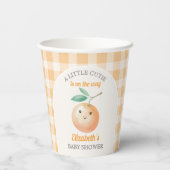 A Little Cutie Orange Gingham Citrus Baby Shower 紙コップ (裏面)