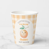 A Little Cutie Orange Gingham Citrus Baby Shower 紙コップ (正面)