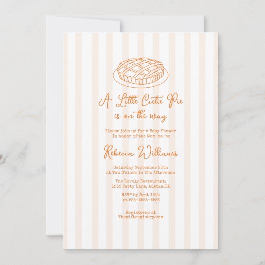 A little Cutie Pie is on the Way Baby Shower  招待状 (正面)