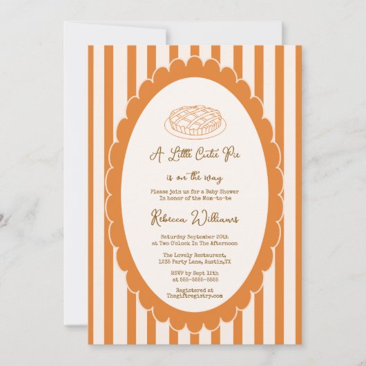 A little Cutie Pie Is On the Way Baby Shower  招待状 (正面)