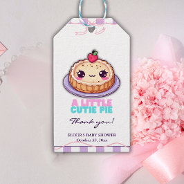 A Little Cutie Pie Kawaii Purple Plaid Baby Shower ギフトタグ