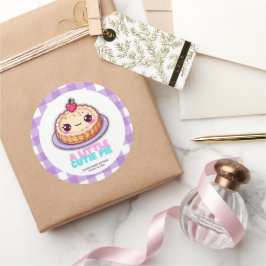 A Little Cutie Pie Kawaii Purple Plaid Baby Shower ラウンドシール