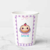 A Little Cutie Pie Kawaii Purple Plaid Baby Shower 紙コップ (裏面)