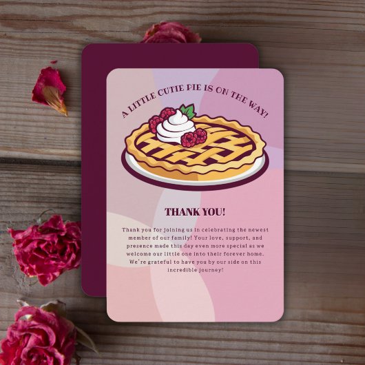 A Little Cutie Pie Minimalist Purple Baby Shower サンキューカード