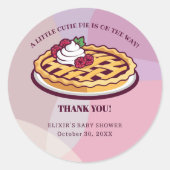 A Little Cutie Pie Minimalist Purple Baby Shower ラウンドシール (正面)