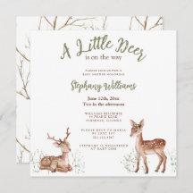 A Little Deer is on the way Baby Shower招待状