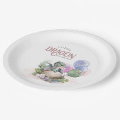 A Little Dragon is on the Way Girl Baby Shower ペーパープレート (アングル)