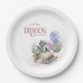 A Little Dragon is on the Way Girl Baby Shower ペーパープレート (正面)