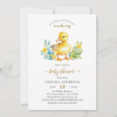 A Little Duckling is On The Way Duck Baby Shower 招待状 (正面)