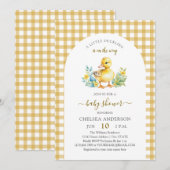 A Little Duckling is On The Way Duck Baby Shower 招待状 (正面/裏面)