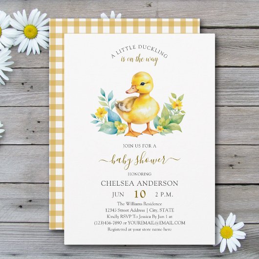 A Little Duckling is On The Way Duck Baby Shower 招待状