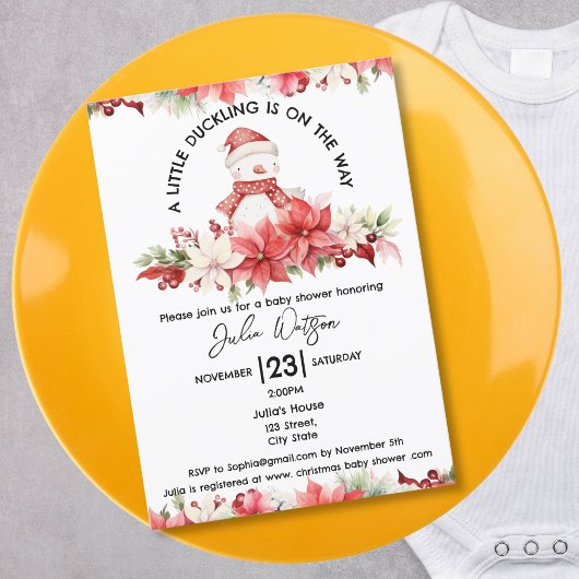 A little Duckling is on the Way Winter Christmas 招待状