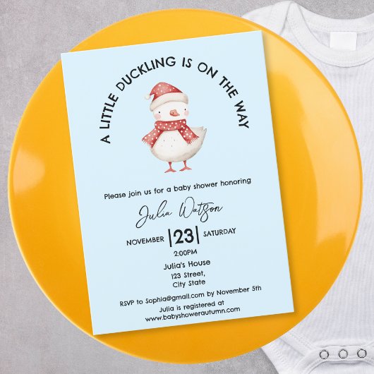 A little Duckling is on the Way Winter Christmas 招待状